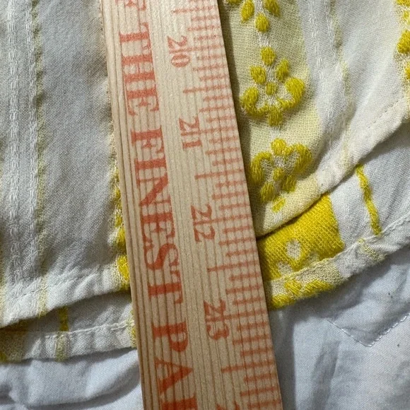 Loft Butter Yellow and Cream Long Sleeve Embellished Blouse. 3/4 Button Up. - Picture 10 of 13